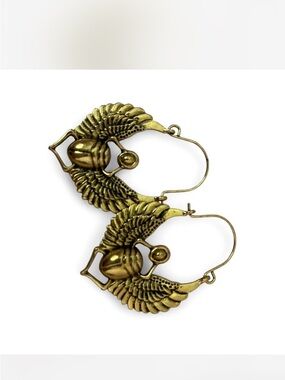 SHEIN Gold Winged Scarab Hoop Earrings